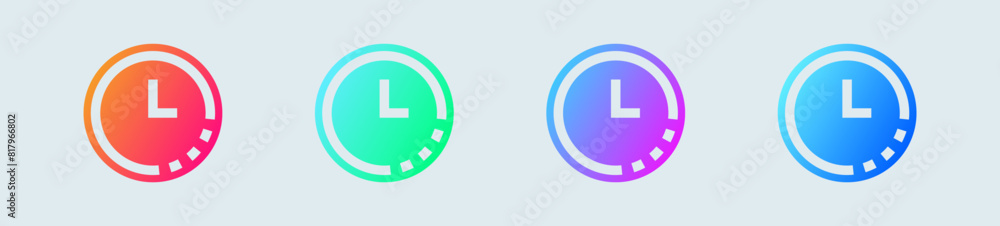 Aufkleber timer solid icon in gradient colors. countdown signs vector illustration.