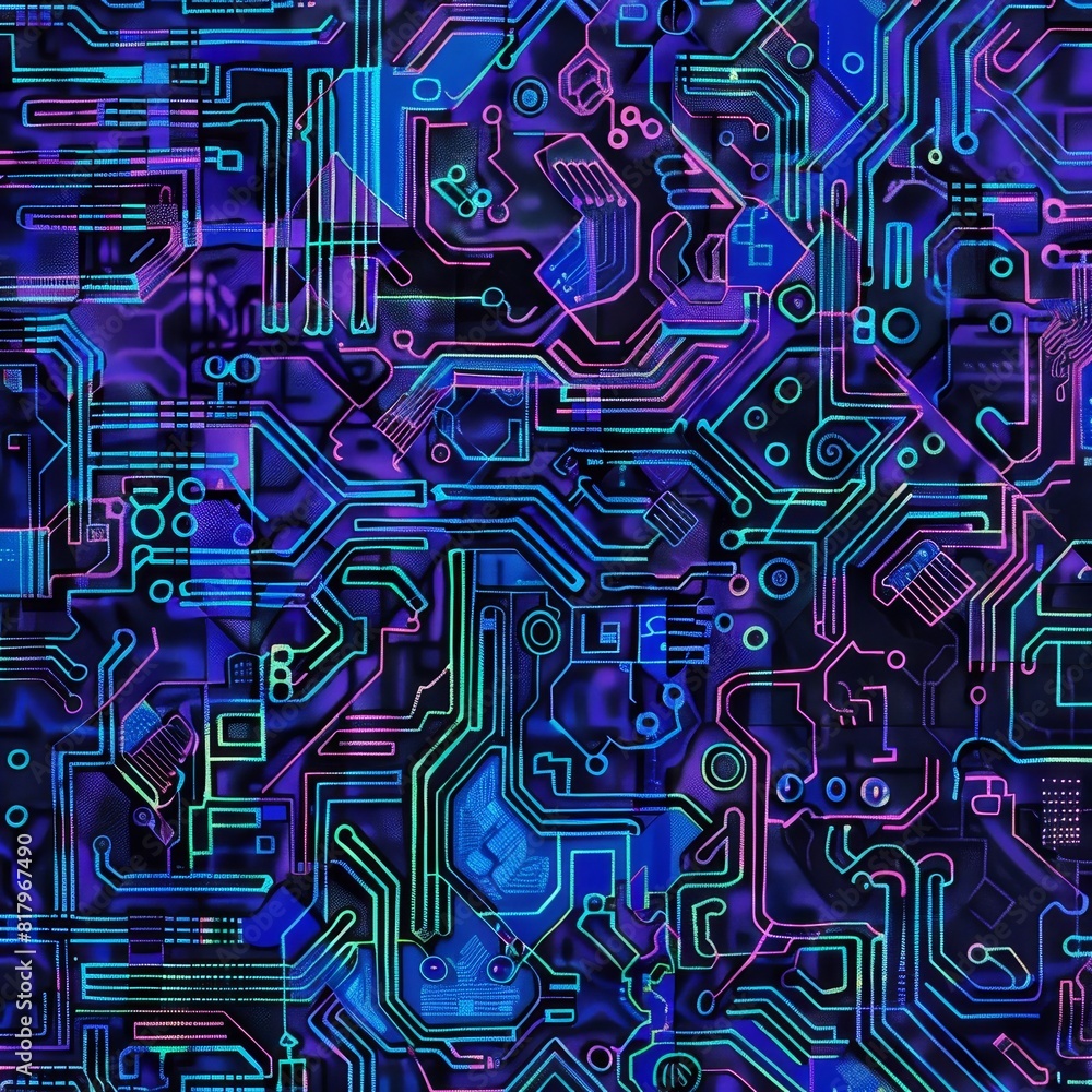 Poster design an abstract pattern that draws inspiration from the world of technology