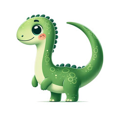 Cartoon-style illustration of a dinosaur, isolated on a transparent background. The dinosaur is depicted with a slender, elongated body