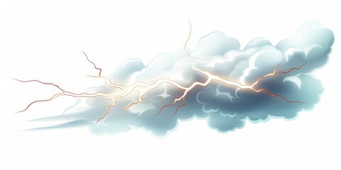 Illustration of lightning and cloud on white background. Generative AI