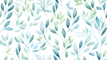 Obraz premium watercolor leaf and stems pattern with leaves as accent abstract graphic poster background