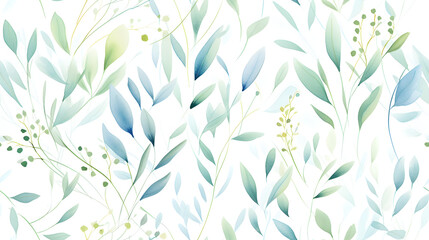 Obraz premium watercolor leaf and stems pattern with leaves as accent abstract graphic poster background