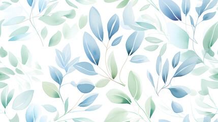 watercolor leaf and stems pattern with leaves as accent abstract graphic poster background