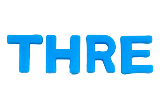 Blue Letters THRE isolate no white background.png