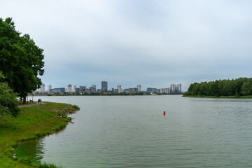 lake is near a residential area of the city. Minsk, Belarus.