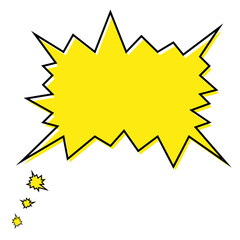 Illustration depicting a yellow icon of human thoughts (like in comics) on a white background