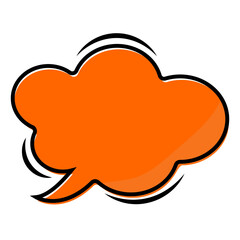 
Illustration depicting an orange icon of human thoughts in the form of a cloud (like in comics) on a white background
