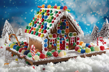 Gingerbread house with candy decor