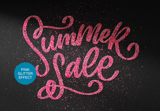 Girly Sparkly Glitter Text And Logo Effect Mockup