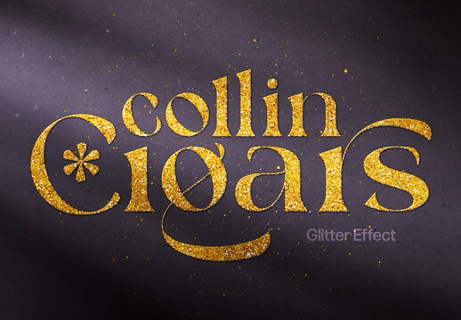 Golden Sparkly Glitter Text And Logo Effect Mockup