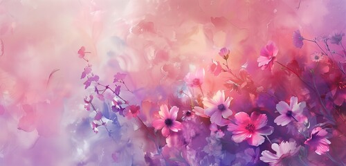 abstract background enchanted garden filled with watercolor paintings of elegant and beautiful spring flowers in pastel colors