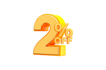 3d sales discount Number 2 percentage price tag for discount sale promotion concept by 3d render