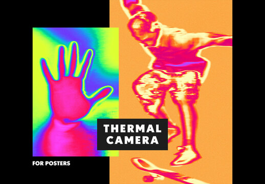 Thermal Camera Poster Photo Effect Mockup