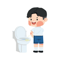 Kid peeing on the toilet