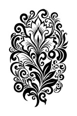 Obraz premium Botanical black and white pattern. For use on tattoos, posters, textiles, T-shirt printing. Generated by Ai