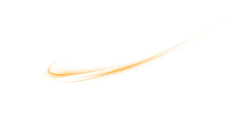 Abstract light lines of motion and speed with sparks of yellow color. Light everyday luminous effect. Semicircular wave. Light trace curve swirl. PNG.