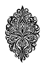 Botanical black and white pattern. For use on tattoos, posters, textiles, T-shirt printing. Generated by Ai