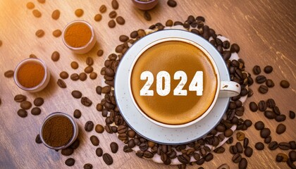 a cup of coffee with 2024 written on it