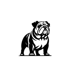 Bulldog dog vector illustration. Hand drawn line style vector bulldog dog isolated on white background