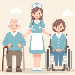 Obraz premium Compassionate Nurse Assisting Elderly Patients