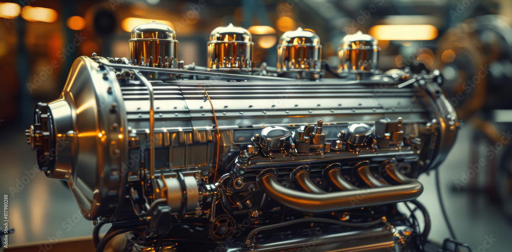 Poster engine. details of modern car engine. generative ai.