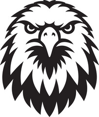 Eagle face front view silhouette vector illustration.