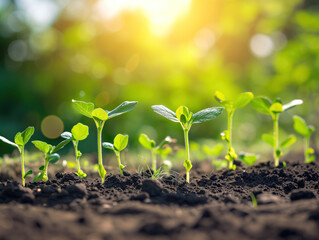 Cultivating plants in a sunny garden through agriculture, which includes sowing and nurturing them, is the process of growing plants.