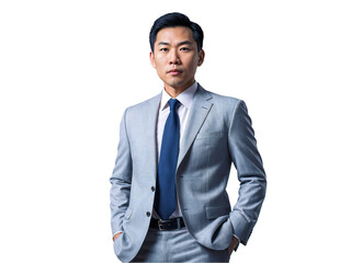 portrait upper body shot of an Asian ceos business photograph wearing a suit and tie