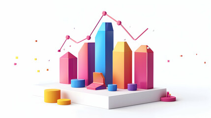 3D Flat Cartoon Investment Return Graph   Financial Analysis Strategy and Economic Growth Concept for Finance and Business