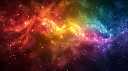 Fototapeta na wymiar A galaxy swirling with nebulae in the colors of the lesbian flag, symbolizing vast and infinite love