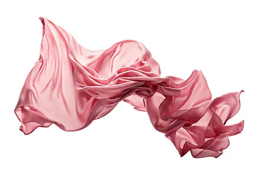piece of pink fabric blowing in air 