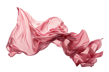 piece of pink fabric blowing in air 
