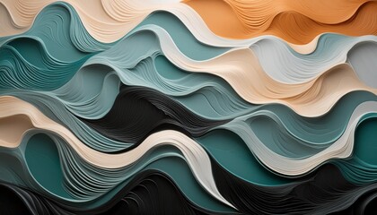abstract ocean pattern and texture with charcoal gray black ivory teal and orange colors graphic...