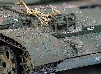 Realistic model tank close up