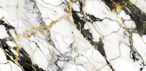 3d render, abstract background, white artificial marble or agate texture with golden veins, modern wallpaper
