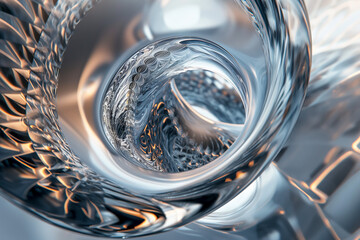 An abstract high-tech composition made of glass or plastic following the fractal curves