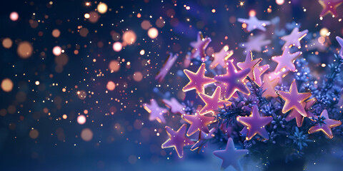 Enchanted Starry Bouquet Amidst a Dreamy Night Sky Sparkle
