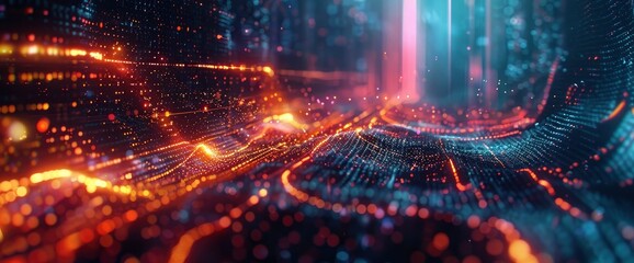 Technology Abstract, Neural Energy Waves, Technology Abstract Background