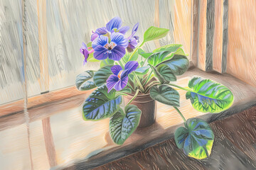 African Violet plant (Colored Pencil) - Eastern Africa - Small, charming flowers in various colors 