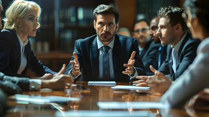 Photo realistic of Employees in conflict resolution workshop focusing on effective communication and problem solving skills in the workplace