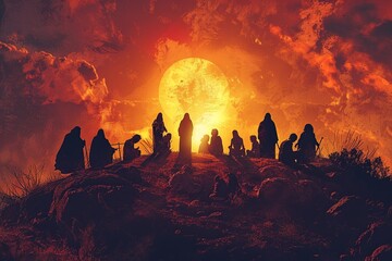 A minimalist illustration featuring Jesus and the 12 disciples, depicted with simple and clean lines to highlight the unity and diversity among the figures