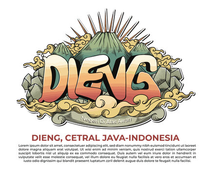 Dieng, wonosobo, Central Java, Indonesia. Travel Logo Vector EPS 10