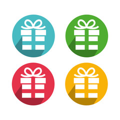 Gift box icons in modern flat style. Gift boxes with ribbon icons set. Gift box flat line silhouette set.