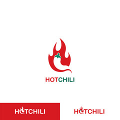 hot chili logo design vector with fire image in red color 170524