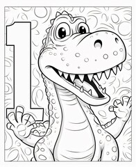 Coloring book for children: Cute dinosaur with the letter I