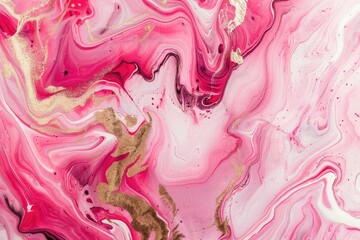Abstract pink and marble background, liquid paint swirls