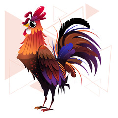 Rooster birds vector with white Background