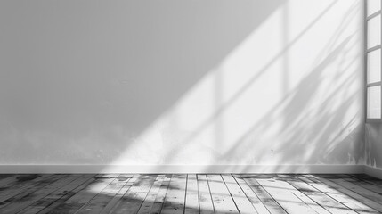 A room with a white wall and wooden floor