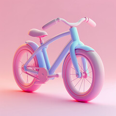 Pastel Colored Bicycle on Pink Background