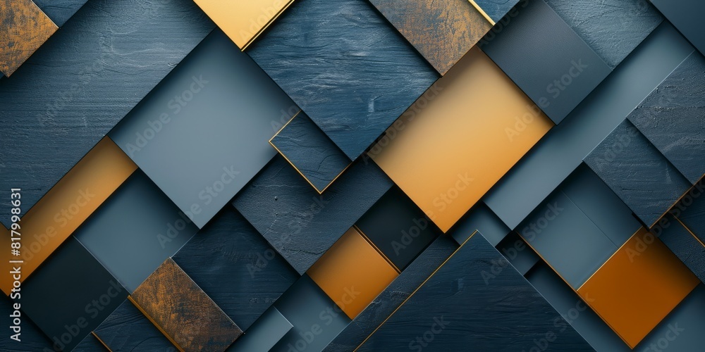 Poster blue and orange abstract background featuring geometric triangles for design and artistic concepts